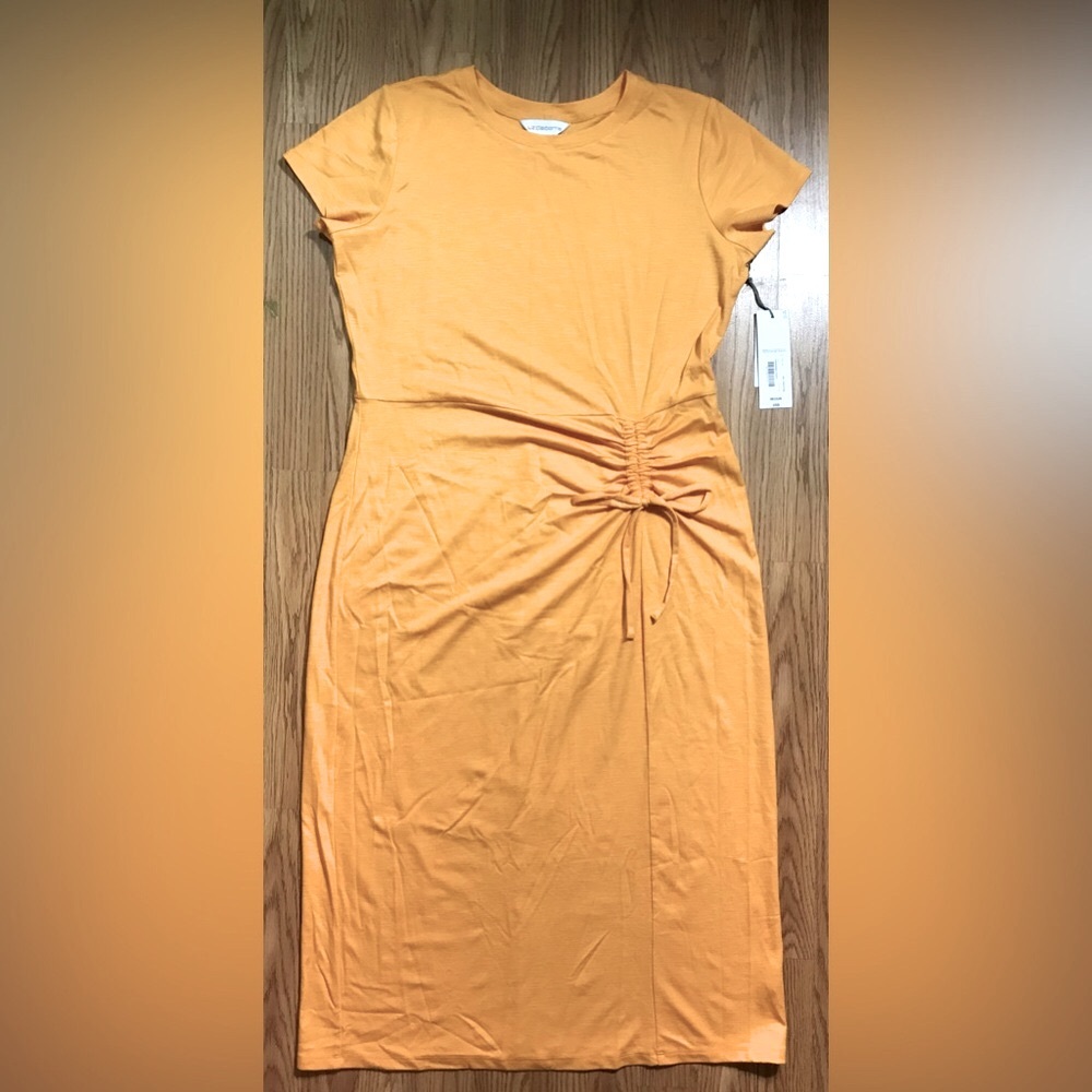 NEW Liz Claiborne Medium Tangerine Poppy Sun Dress Twist-Tie Accent NWT